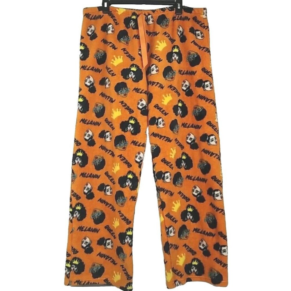 Satur Daze Womens 3x  "Melanin Queen" Orange Pajama Pants Drawstring Closure